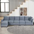 Latitude Run® Modern L shape Sectional Sofa w/ Convertible Chaise Lounge Velvet, Solid Wood in Gray | 37.01 H x 138 W x 57.01 D in | Wayfair