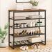 17 Stories 16 Pair Shoe Rack Metal/Manufactured Wood/Fabric in Black/Brown | 29.5 H x 29.5 W x 11.2 D in | Wayfair CB3F945D5A6742389146CE14D0C3DCC8