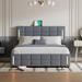 Ivy Bronx Upholstered Bed w/ Hydraulic Storage System & LED Light Upholstered in Gray | 43.7 H x 65.4 W x 83.3 D in | Wayfair
