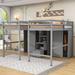 Harriet Bee Jarmaine Double Twin Wood Loft Beds w/ Wardrobes & Staircase in Gray | 64 H x 78 W x 100 D in | Wayfair