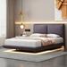 Latitude Run® Platform Bed w/ Sensor Light, 2 sets of USB Port & Socket Wood & /Upholstered/Velvet in Gray | 38.2 H x 56.7 W x 76.8 D in | Wayfair