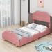 Gemma Violet Platform Bed w/ Cloud Shaped Bed Board Upholstered/Velvet, Solid Wood in Pink | 39.4 H x 41.3 W x 78.1 D in | Wayfair