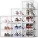 Rebrilliant 12 Pair Stackable Shoe Storage Box Plastic in Gray | 6 H x 10 W x 14.2 D in | Wayfair 8407E55741704F09819730700ACA21CA