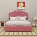 Mercer41 Mya Platform Bed w/ LED Lights & Drawers, Stylish Irregular Bed Legs Design Upholstered/Velvet in Pink | Wayfair