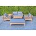 Willow Creek Designs Monterey Teak 4 - Person Outdoor Seating Group w/ Cushions Wood/Natural Hardwoods/Teak in Brown/White | Wayfair