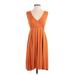 Studio M Casual Dress - Party V Neck Sleeveless: Orange Solid Dresses - Women's Size X-Small