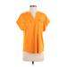 Calvin Klein Short Sleeve Blouse: Orange Tops - Women's Size Small