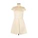 Tibi Casual Dress - A-Line High Neck Short sleeves: Ivory Dresses - Women's Size 6