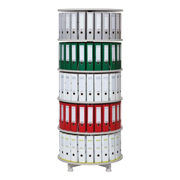 OTTO Office Ordnerdrehsäule für 120 Ordner auf 5 Etagen 80 cm Etagen einzeln drehbar grau, 80x193x80 cm Image