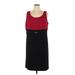 Studio One Casual Dress - Shift: Burgundy Color Block Dresses - Women's Size 16 Plus