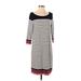 fleur bleue Casual Dress - Midi: Ivory Stripes Dresses - Women's Size Medium