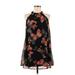 One Clothing Casual Dress - Shift Halter Sleeveless: Black Floral Dresses - Women's Size Medium