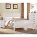 White Wood Full Bed - Transitional Style, Sleigh Bed, Center Metal Glide Drawer, Box Spring Required