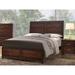 Walnut Wood Panel Bed - Transitional Style, Raised Panels, Low Profile, Easy Assembly