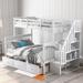Industrial Modern Stairway Twin over Full Bunk Bed with Drawer, Storage and Guard Rail for Bedroom, Dorm, for Adults, Gray