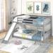 Modern Full over Full Space-saving Low Bunk Bed with Convertible Slide and Reversible Ladder, Sturdy and Long-lasting, Gray