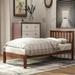Twin Size Solid Wooden Bed with Wood Slat Support, Platform Bed with Headboard, Small Bed with Support Legs, Walnut