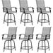 ELPOSUN Patio Swivel Bar Stools Set of 6 Outdoor Bar Height Patio Chairs for Backyard Pool Garden Deck with High Back and Armrest All-Weather Mesh 300lb Capacity Light Gray