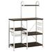 Ktaxon Bakers Rack Kitchen Storage Shelf Microwave Oven Stand Coffee Bar with 10 S-Hooks Brown & White