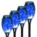 CATGOOD 4 Pack Led Solar Torch Light with Flickering Flame Outdoor Waterproof Halloween Decorations Solar Torches Stake Lights Auto On/Off Solar Garden Lights Decorations Blue
