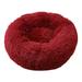 FNOCHY Round Calming Donut Dog Bed for Medium/Small Dogs Refillable w/ Removable Washable Cover For Dogs Up to 45 lbs - Shaggy Plush Long Faux Fur Donut Bed