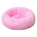 FNOCHY Round Calming Donut Dog Bed for Medium/Small Dogs Refillable w/ Removable Washable Cover For Dogs Up to 45 lbs - Shaggy Plush Long Faux Fur Donut Bed