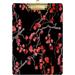 Coolnut Beautiful Cherry Blossom Flower Floral Black Acrylic Clipboard Letter Size 9 x 12.5 Decorative Clipboard with Low Profile Silver Metal Clip for Office School Student Women