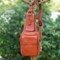 Traveler Essence,'Adjustable 100% Brown Leather Backpack Sling from Thailand'