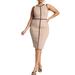 Plus Size Women's Sleeveless Piped Workwear Dress by ELOQUII in Natural (Size 18)