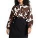 Plus Size Women's Printed Tie Neck Blouse by ELOQUII in Cookies And Cream - (Size 22)