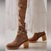 Free People Shoes | New Free People Jasper Knee High Suede Boot, Platform Heel, Side Zip Sz 37.5/7.5 | Color: Tan | Size: 7.5