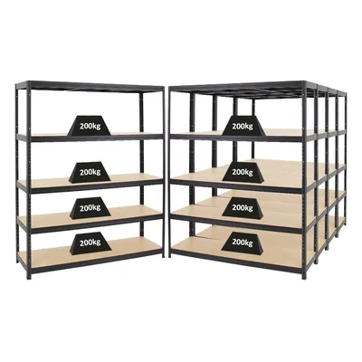 PROREGAL Mega Deal | 5x Schwerlastregal Giant Elephant | HxBxT 180x150x45 cm | Fachlast 200kg | Schwarz | Garagenregal, Lagerregal, Werkstattregal Image