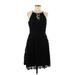 White House Black Market Cocktail Dress - A-Line Halter Sleeveless: Black Print Dresses - Women's Size 6