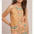 Anthropologie Tops | Anthropologie Melina Floral Motifs Embroidered Halter Neck Blouse Akemi + Kin | Color: Red | Size: 4