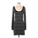 Express Casual Dress - Sweater Dress Scoop Neck Long sleeves: Gray Color Block Dresses - Women's Size Small