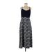 J.Crew Factory Store Casual Dress - Midi V Neck Sleeveless: Black Chevron/Herringbone Dresses - Women's Size 8 Petite
