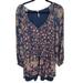 Free People Dresses | Free People Womens M Indigo Blue Floral Tasseled Smocked Lucky Loosey Mini Dress | Color: Blue | Size: M