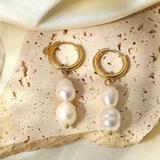 Madewell Jewelry | Gold And Pearl Huggie Drop Earrings | Color: Gold | Size: Os