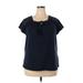 Weekend Suzanne Betro Short Sleeve Blouse: Blue Tops - Women's Size 2X