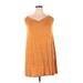 Soma Casual Dress - Mini V-Neck Sleeveless: Orange Print Dresses - Women's Size X-Large