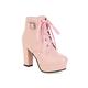 GooMaShoes Women's Sexy Lace up Platform Boots, Buckle High Heel Combat Boots, Chunky Heeled Ankle Boots Booties (Pink, UK 4)