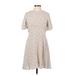 GB Casual Dress - A-Line Crew Neck Short sleeves: Ivory Polka Dots Dresses - Women's Size Medium