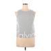 Calvin Klein Performance Active Tank Top: Silver Activewear - Women's Size X-Large