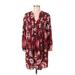 Old Navy Casual Dress - Popover: Burgundy Print Dresses - Women's Size Small
