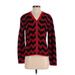 Dylani Knitwear Cardigan Sweater: Red Print Sweaters & Sweatshirts - Women's Size Small