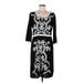 misook Casual Dress - Sheath Scoop Neck 3/4 sleeves: Black Color Block Dresses - Women's Size Medium