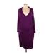 Venus Casual Dress - Sheath Scoop Neck 3/4 sleeves: Purple Solid Dresses - Women's Size 2X