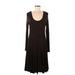 PREMISE Casual Dress - A-Line Scoop Neck Long sleeves: Brown Solid Dresses - New - Women's Size Medium