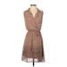 Tea n Rose Casual Dress Collared Sleeveless: Tan Dresses - Women's Size Small