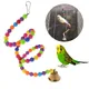 Cage perche à balançoire pour oiseaux support perles colorées avec cloche jouet pliable résistant